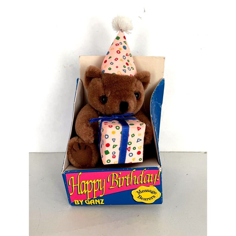 Vintage Happy Birthday! Plush Bear by GANZ Message Bearers *NOS